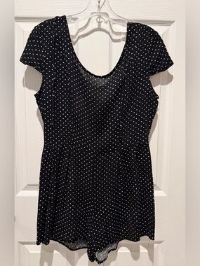 Adam Levine Black Polka Dot Scoop Neck Romper